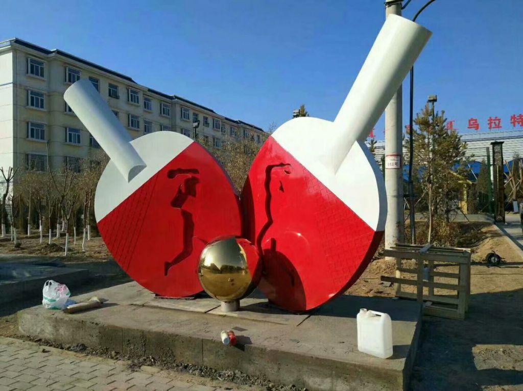 球拍雕塑廠家，烤漆工藝擺件，不銹鋼公園雕塑