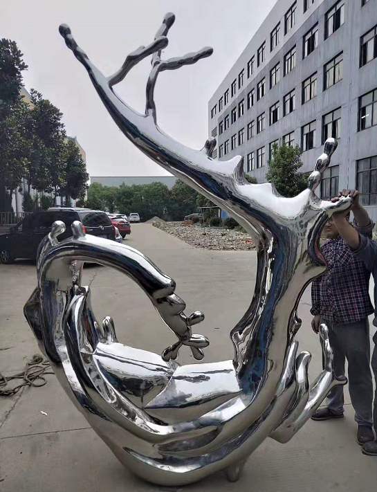 浪花雕塑廠家，鏡面工藝制作，不銹鋼浪花雕塑價格