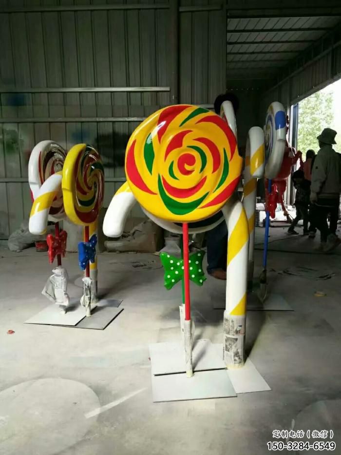 棒棒糖雕塑廠家，仿真工藝擺件，玻璃鋼棒棒糖雕塑制作