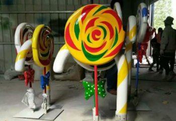 棒棒糖雕塑廠家，仿真工藝擺件，玻璃鋼棒棒糖雕塑制作