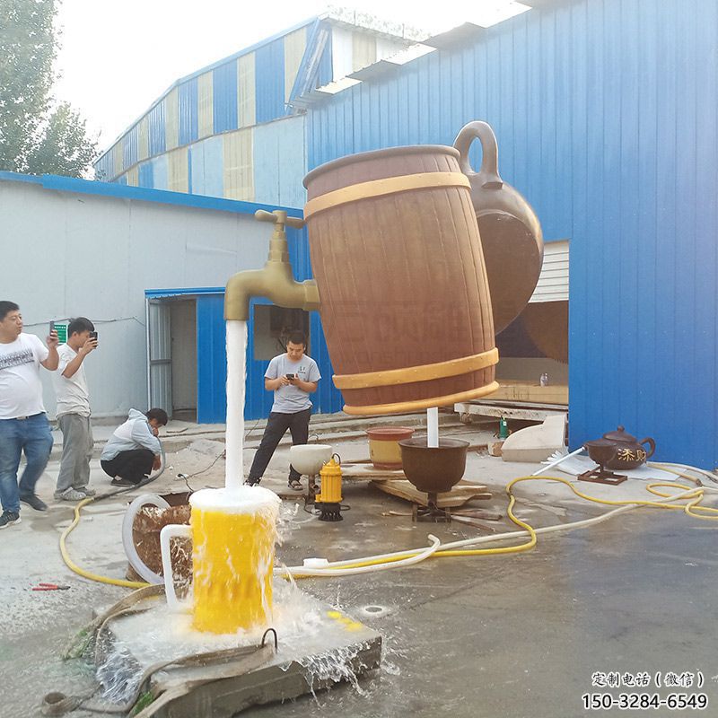 抽象水壺雕塑 店門口彩繪雕塑 步行街擺件