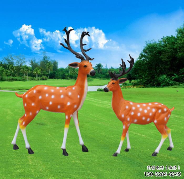 點擊仿古小鹿雕塑 庭院彩繪雕塑 田間小品