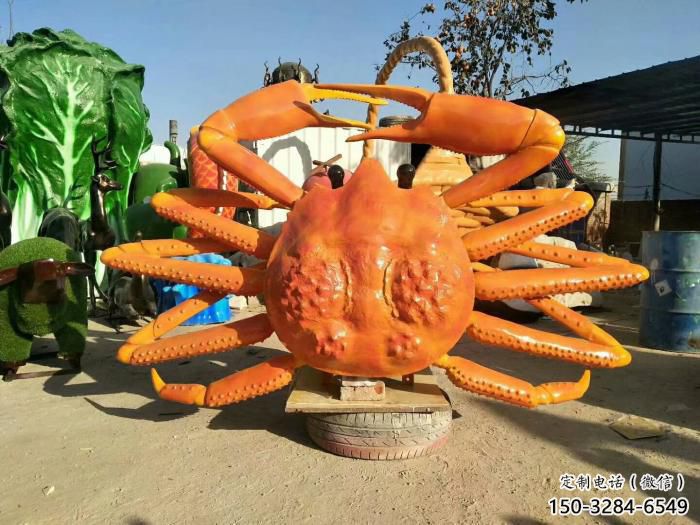 城市玻璃鋼螃蟹雕塑 風(fēng)景區(qū)彩繪雕塑 抽象擺件
