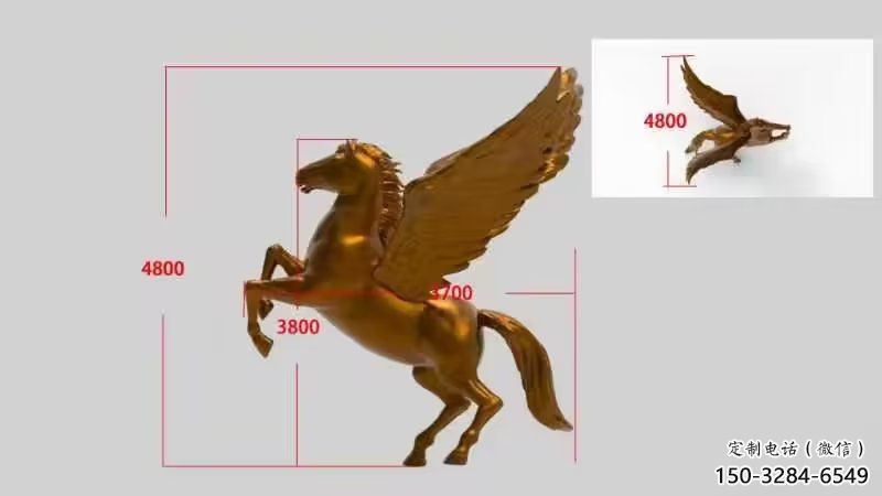 鑄銅飛馬雕塑 田間彩繪雕塑 仿真擺件