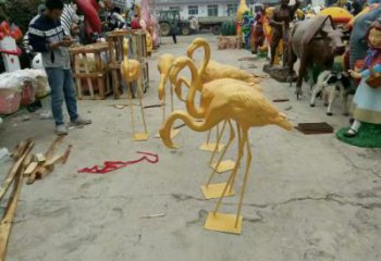 玻璃鋼創(chuàng)意火烈鳥雕塑 步行街店門口雕塑 影視劇小品