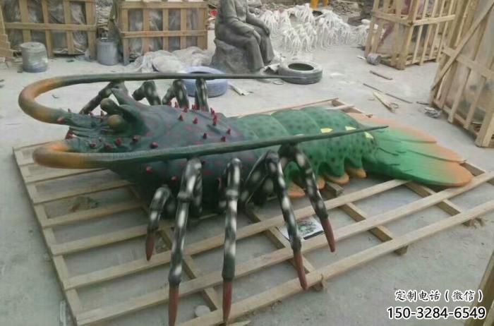 門口玻璃鋼龍蝦雕塑 售樓處仿真雕塑 彩繪小品