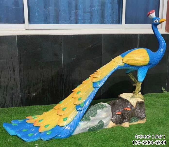 園林玻璃鋼孔雀雕塑 田間彩繪雕塑 仿真擺件