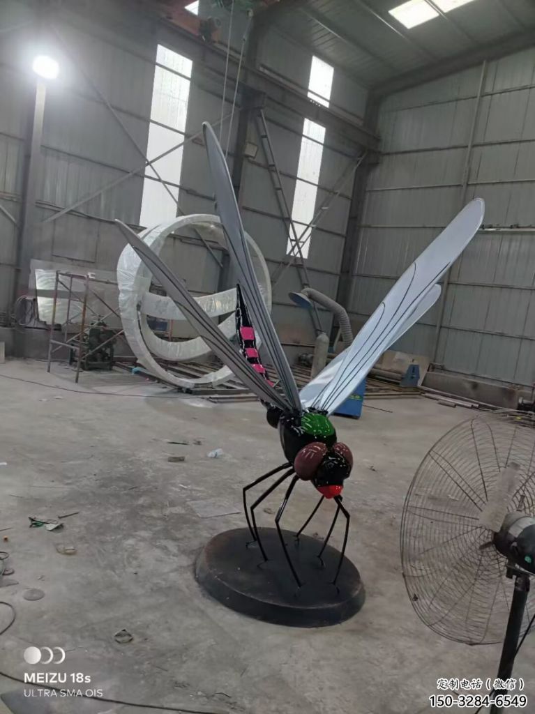 商業街不銹鋼蜻蜓雕塑 售樓處動物雕塑 仿真擺件