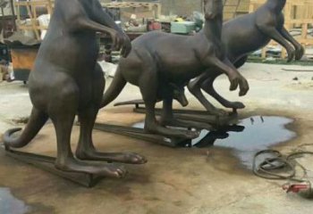 古銅色袋鼠銅雕塑 大型城市雕塑 商業(yè)街擺件