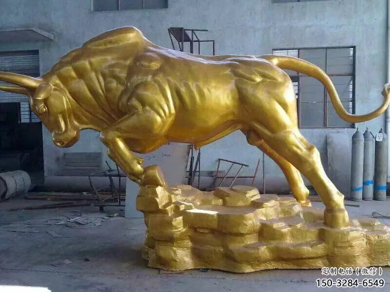 彩繪華爾街牛銅雕塑 仿真雕塑 步行街?jǐn)[件