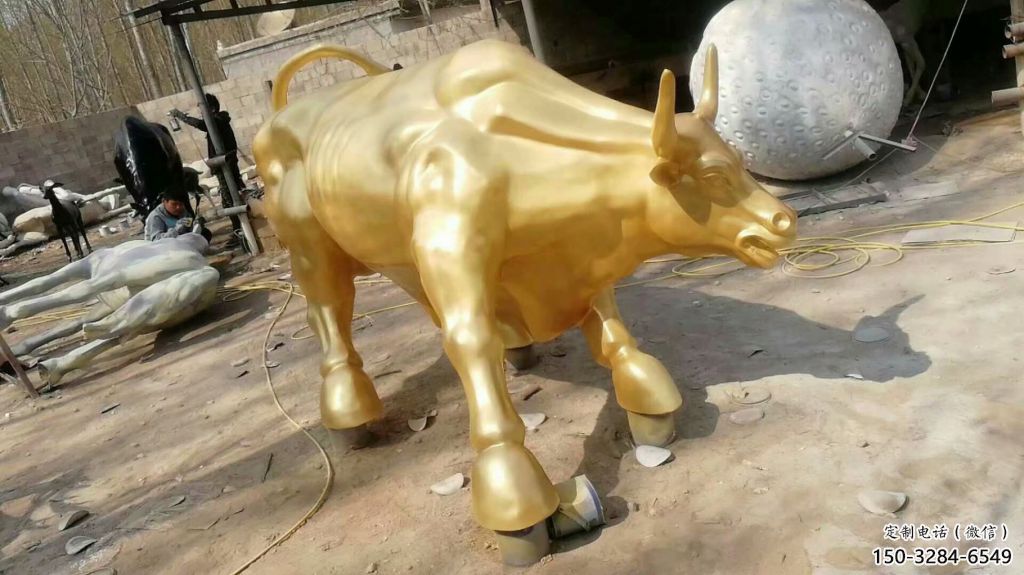仿古華爾街牛銅雕塑 庭院彩繪雕塑 田間小品