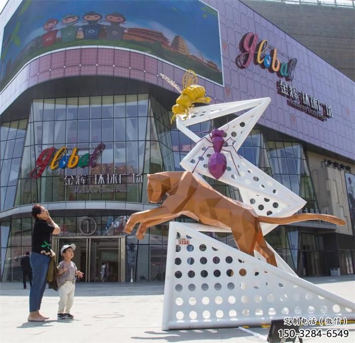 商業(yè)街不銹鋼豹子雕塑廠家 售樓處學(xué)校雕塑 動物擺件