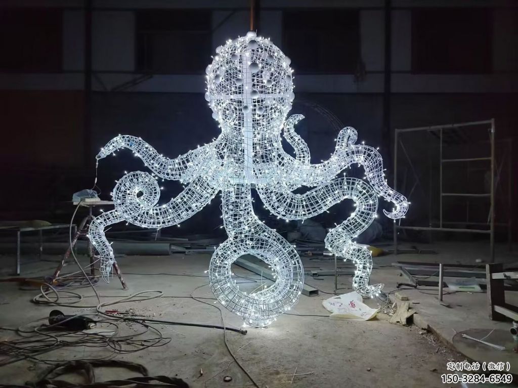 不銹鋼鏤空章魚(yú)雕塑 廣場(chǎng)近代雕塑 門(mén)口小品