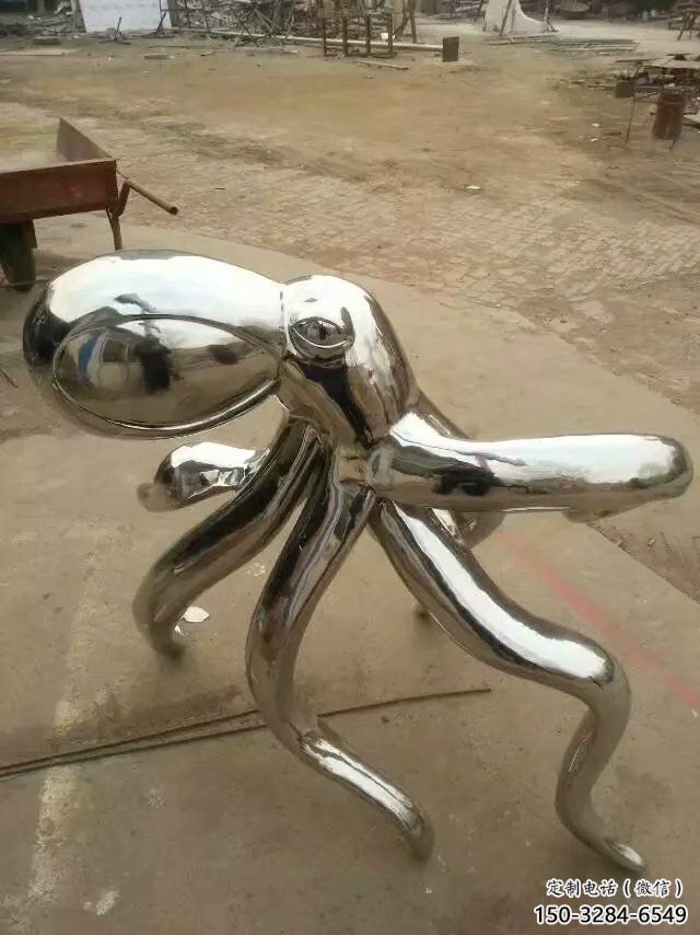 不銹鋼章魚(yú)雕塑廠家，鏡面動(dòng)物，海洋生物小品 (2)