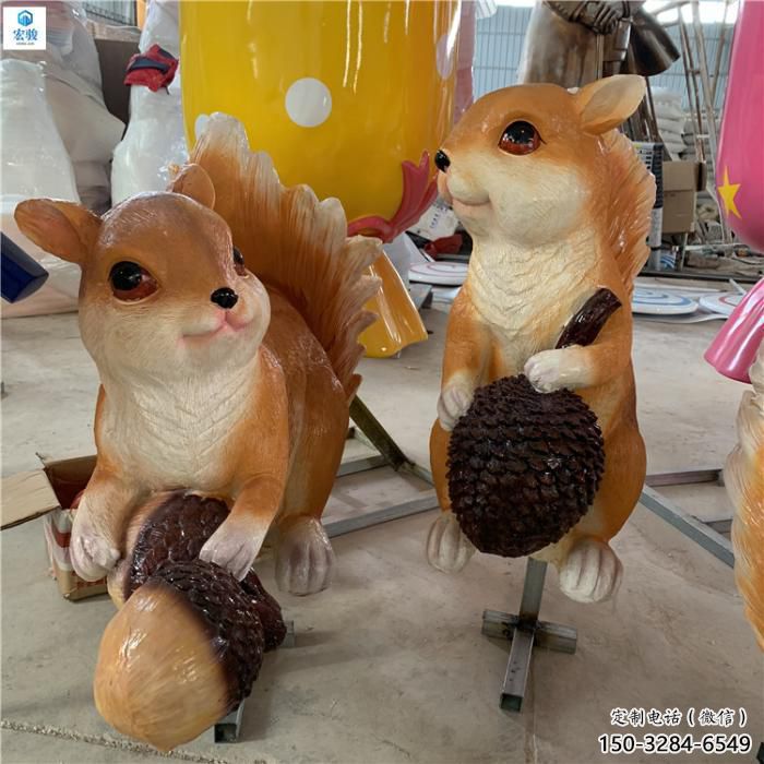 玻璃鋼仿真松鼠雕塑 酒店公園雕塑 風景區擺件