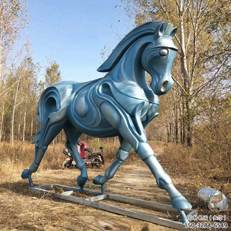 抽象不銹鋼駿馬雕塑 店門口彩繪雕塑 步行街擺件