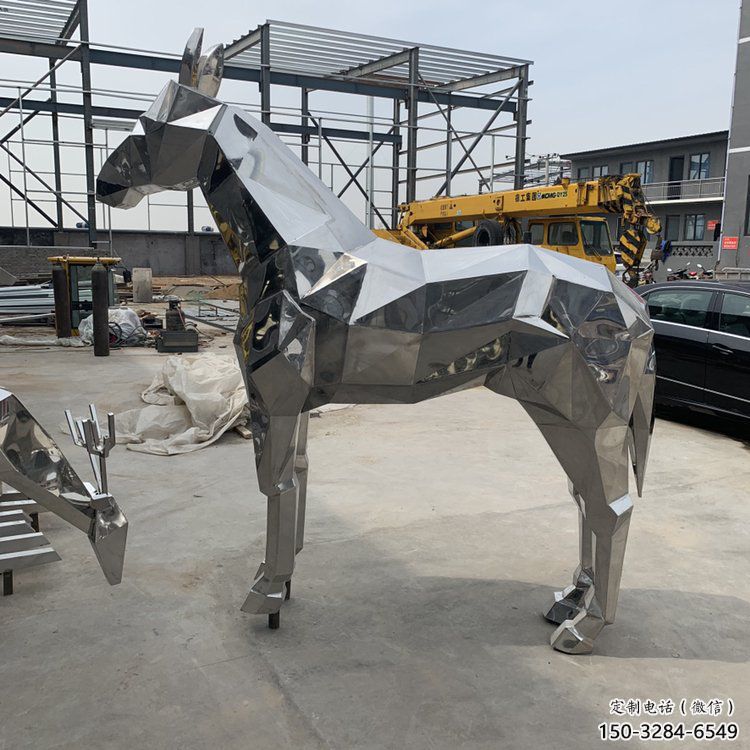 創意不銹鋼駿馬雕塑 步行街店門口雕塑 鏡面小品