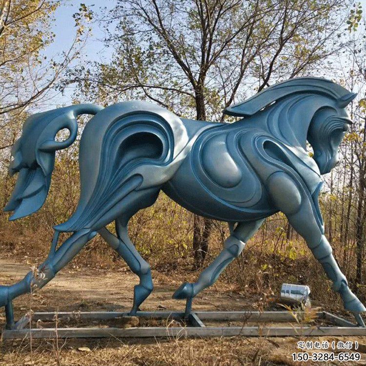田間不銹鋼駿馬雕塑 彩繪仿真雕塑 園林?jǐn)[件