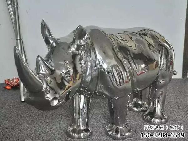 不銹鋼水牛雕塑，田間景觀小品，抽象幾何原理 (14)