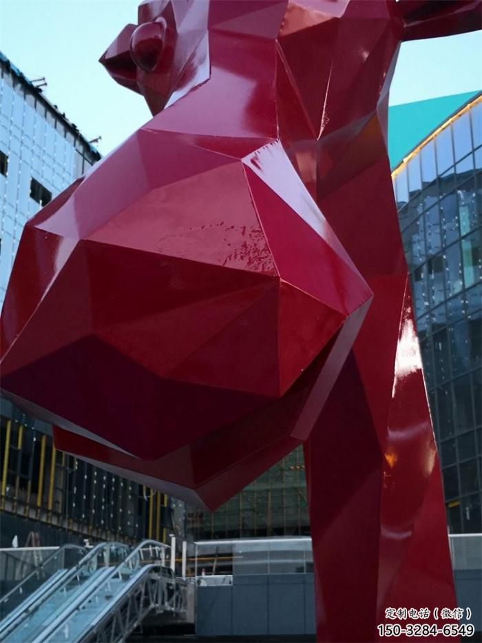 不銹鋼長頸鹿雕塑，異形幾何動物，售樓處小區擺件 (8)