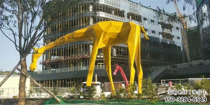 不銹鋼長(zhǎng)頸鹿雕塑，異形幾何動(dòng)物，售樓處小區(qū)擺件 (9)