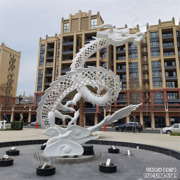 不銹鋼龍形雕塑，大型動(dòng)物景觀，烤漆工藝制作 (1)