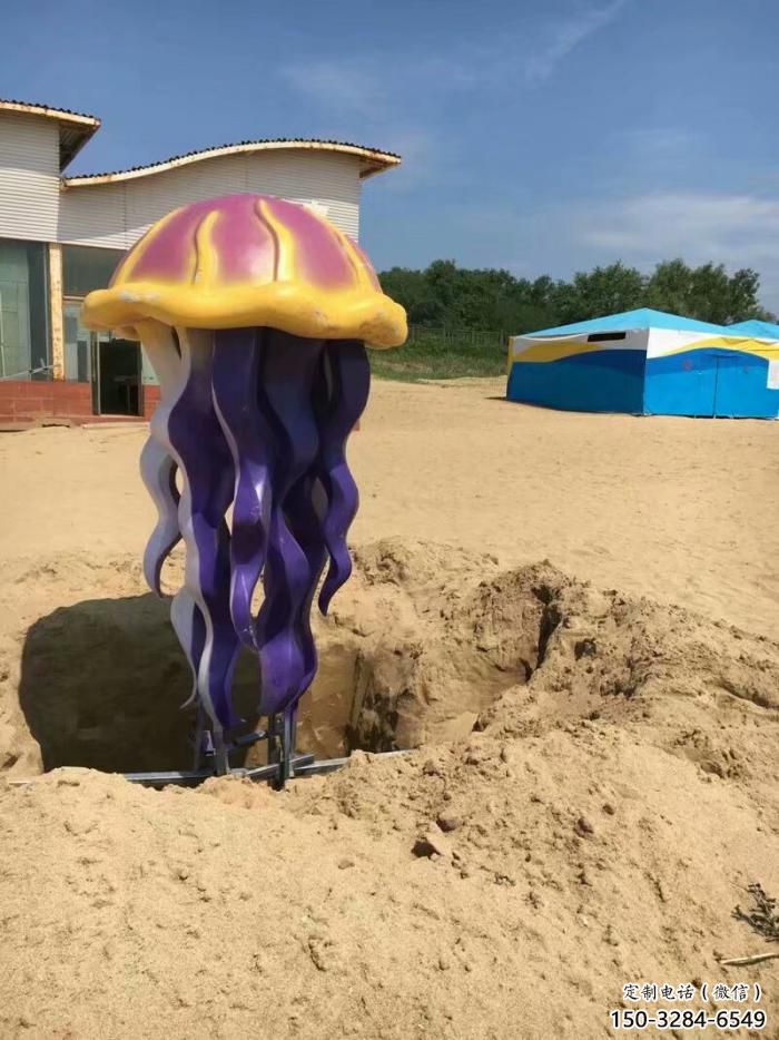 商場玻璃鋼水母雕塑 仿真海洋生物雕塑 店門口小品