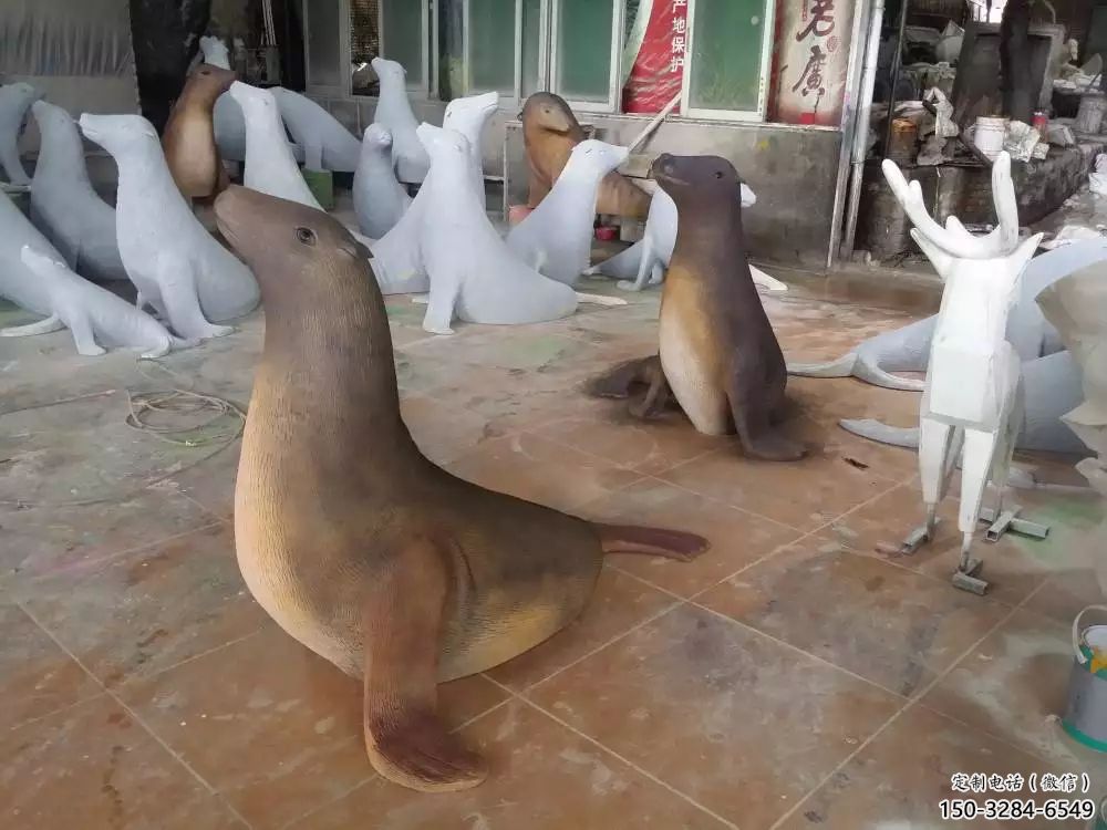 城市海豹雕塑 風(fēng)景區(qū)彩繪雕塑 抽象擺件