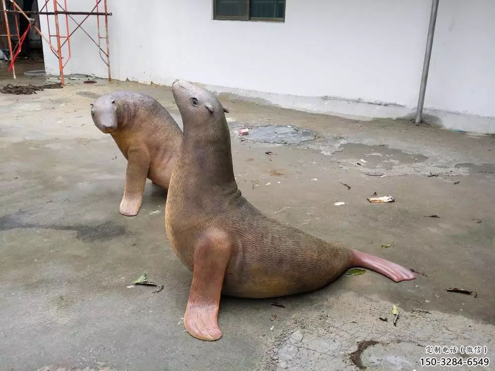 古銅色海豹雕塑 大型城市雕塑 商業街擺件