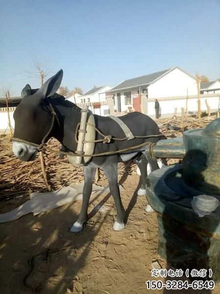 田間毛驢雕塑 彩繪仿真雕塑 園林?jǐn)[件
