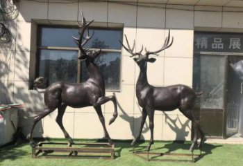 鑄銅大型麋鹿雕塑 門口創意雕塑 售樓處小品