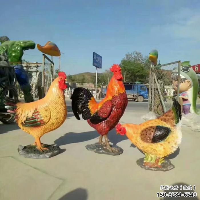 庭院小雞雕塑，動(dòng)物主題，鍍銅工藝