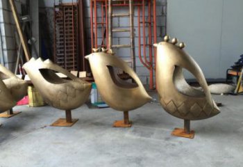 操場鳥類雕塑，公園題材，剪影工藝