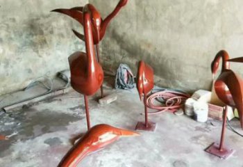 庭院鳥類雕塑，現(xiàn)代小品，彩繪工藝