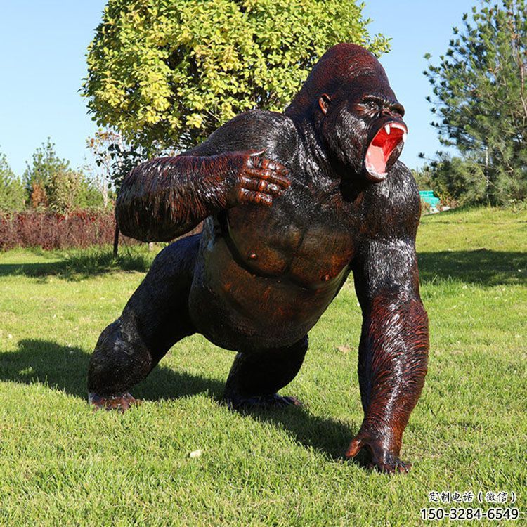 廣場(chǎng)猩猩雕塑，動(dòng)物擺件，仿古工藝