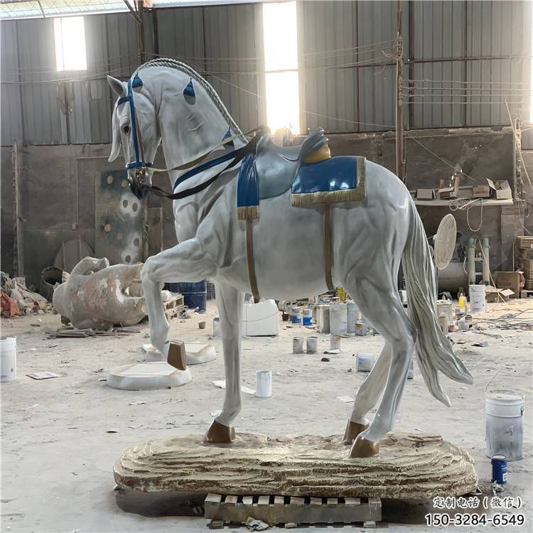 小區戰馬雕塑，仿真主題，彩繪工藝效果