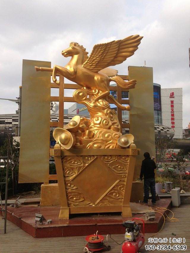 庭院戰馬雕塑，現代小品，彩繪工藝