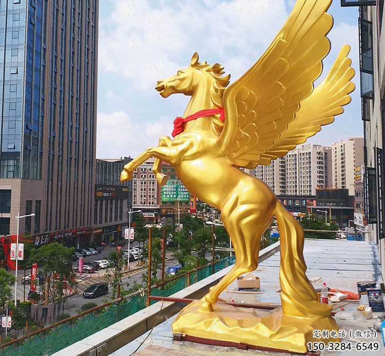 校園天馬雕塑，動物題材，鍍銅工藝