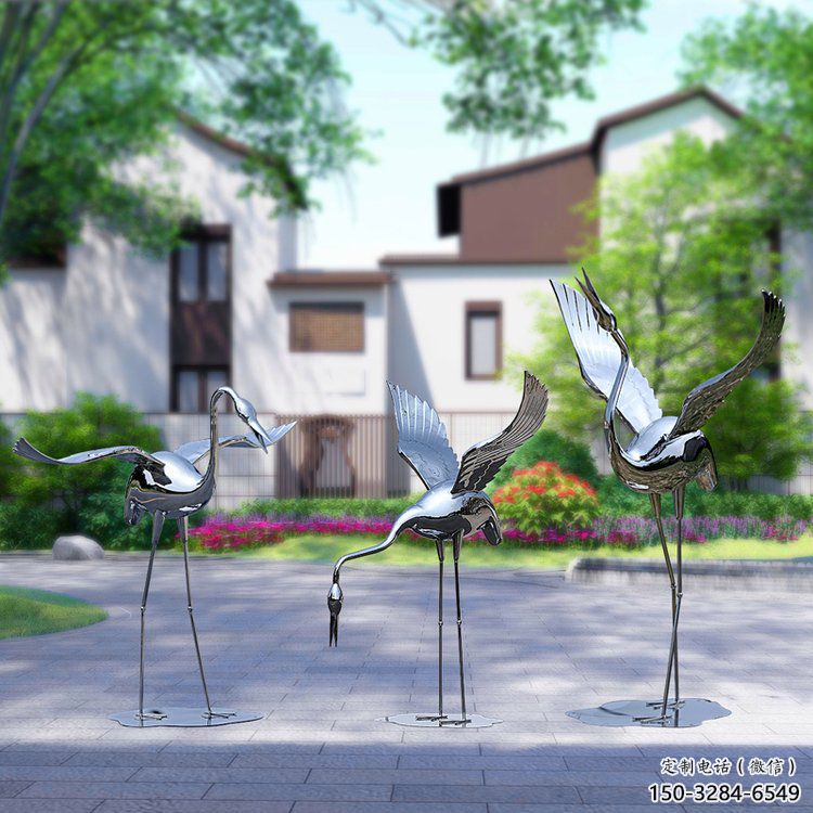抽象白鶴雕塑 店門口彩繪雕塑 步行街?jǐn)[件