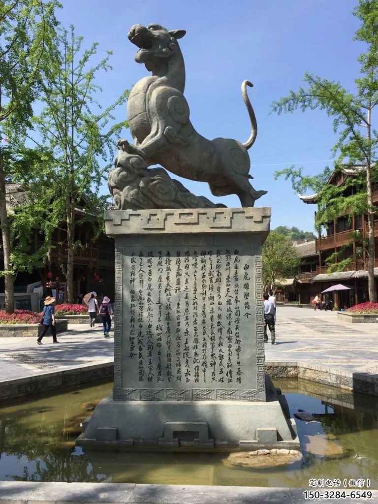 售樓部白虎雕塑，噴砂發光雕塑，彩繪題材