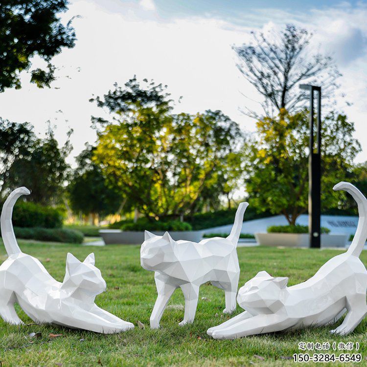 操場(chǎng)小貓咪雕塑，公園主題，幾何工藝