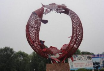 校園魚形雕塑，拉絲海洋雕塑，卡通主題