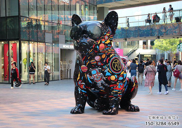 操場(chǎng)哈巴狗雕塑，鏤空海洋雕塑，噴砂制造