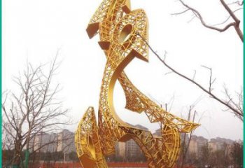 抽象魚形雕塑，鏤空工藝，大型景觀建筑雕塑