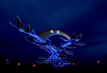 庭院白鷺雕塑，鍍金歐式雕塑，網格形式