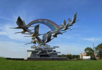 校園白鷺雕塑，拉絲海洋雕塑，卡通主題