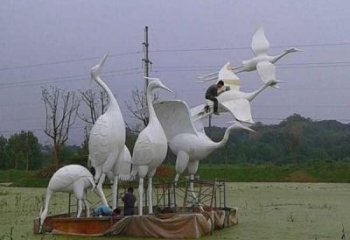 幼兒園白鷺雕塑，鐵藝文化雕塑，鑄造制作