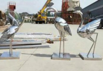 園林白鷺雕塑，噴漆運動雕塑，網格形式