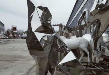 步行街哈巴狗雕塑，鑄銅農耕雕塑，鏤空方式