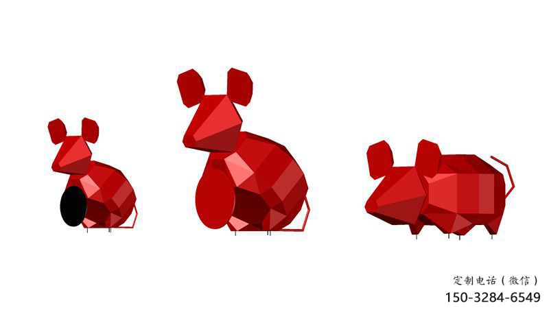 城市老鼠雕塑，網格體育雕塑，古銅效果